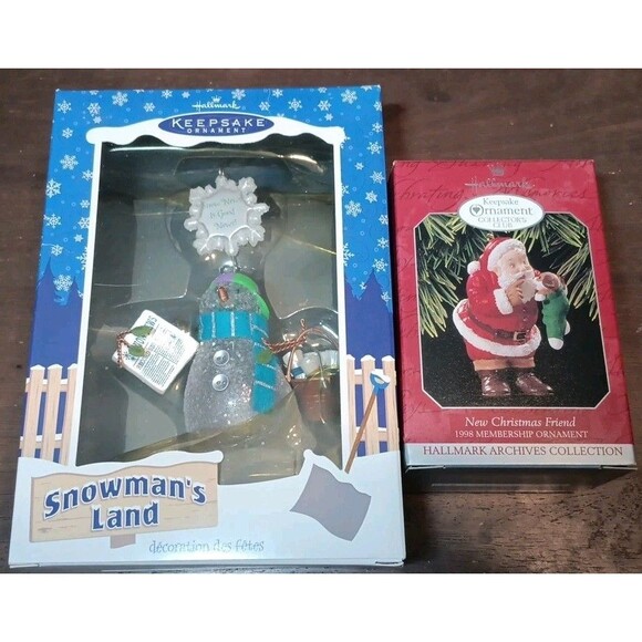Hallmark Other - Hallmark Keepsake Ornament Lot of 2 Vintage Smowmans Land, Santa Claus Collector